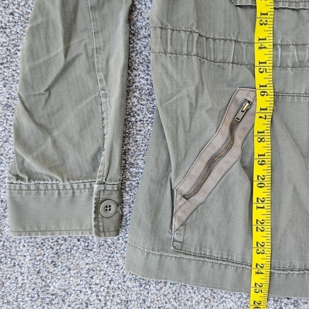 J Crew Military Field Jacket Olive Green Pockets Zip Up Cinch Waist Womens Large
